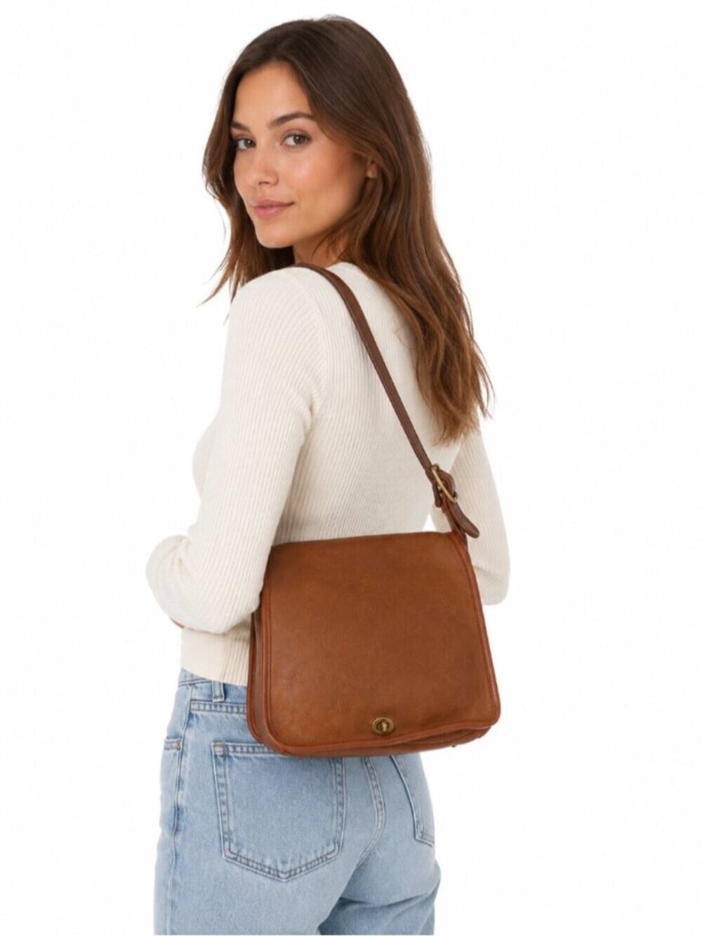 Vintage Coach Stewardess Bag 9525 British Tan Leather NYC USA